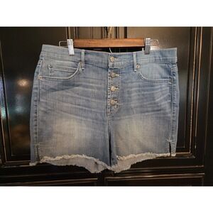 Ariat Denim Boyfriend High Rise Button Fly, Raw Hem Shorts, 32r, Summer,Festival